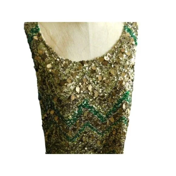 Calypso Size L Large Scoop Neck Sequin Elegant Top Dressy - Picture 2 of 3